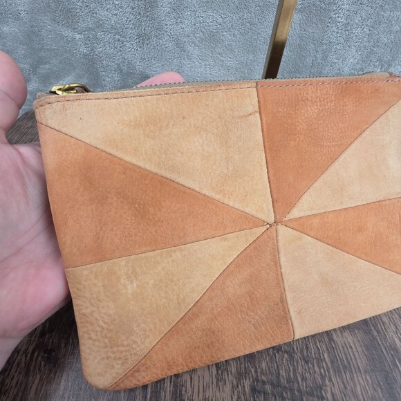 Madewell Nubuck Pouch Clutch Patchwork Edition Distant Sand Multi Spiral Western - Picture 3 of 11